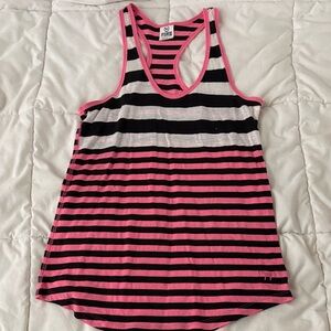 PINK Victoria's Secret Pink and Black Striped Tank Top